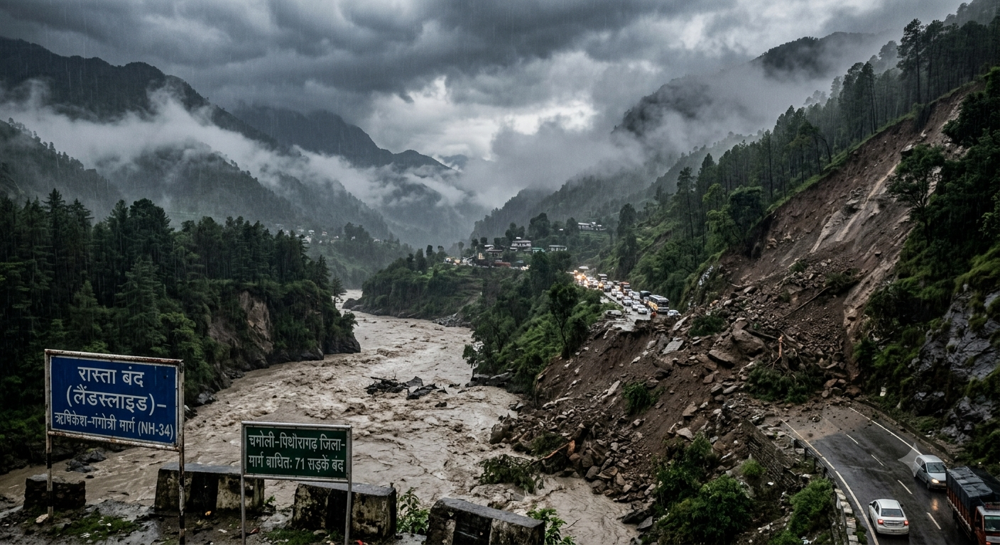 Uttarakhand Weather Alert: उत्तराखंड में मॉनसून की तबाही, 5 जिलों में ‘भारी से बहुत भारी’ बारिश का अलर्ट, 71 सड़कें बंद