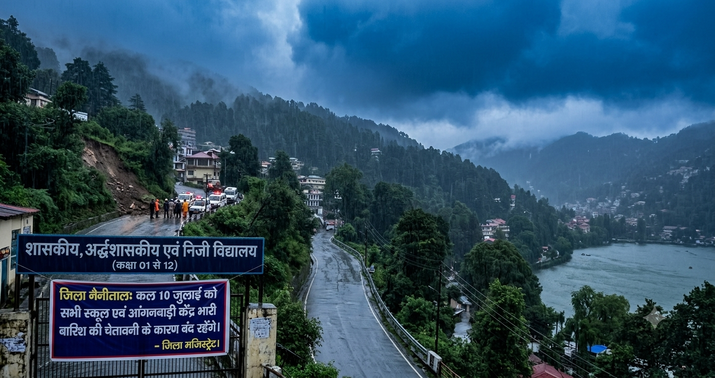 उत्तराखंड भारी बारिश अलर्ट: नैनीताल में कल बंद रहेंगे सभी स्कूल और आंगनबाड़ी केंद्र, जिला प्रशासन ने जारी किया आदेश