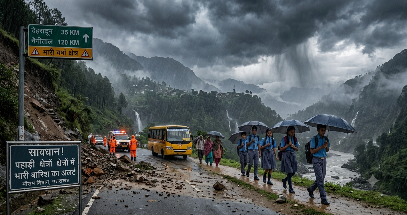 उत्तराखंड में भारी बारिश का ऑरेंज अलर्ट: देहरादून, नैनीताल समेत कई जिलों में स्कूल और आंगनबाड़ी केंद्र बंद, IMD की 23 जुलाई तक कड़ी चेतावनी