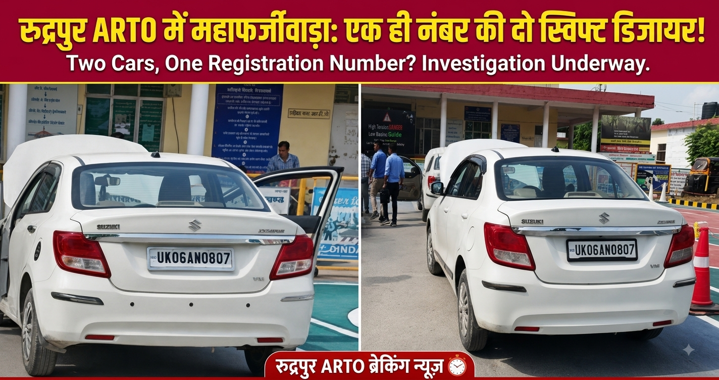 ​रुद्रपुर ARTO में सामने आया हैरतअंगेज मामला: एक ही नंबर और चेसिस की दो स्विफ्ट डिजायर कारें आमने-सामने, फर्जीवाड़े की आशंका