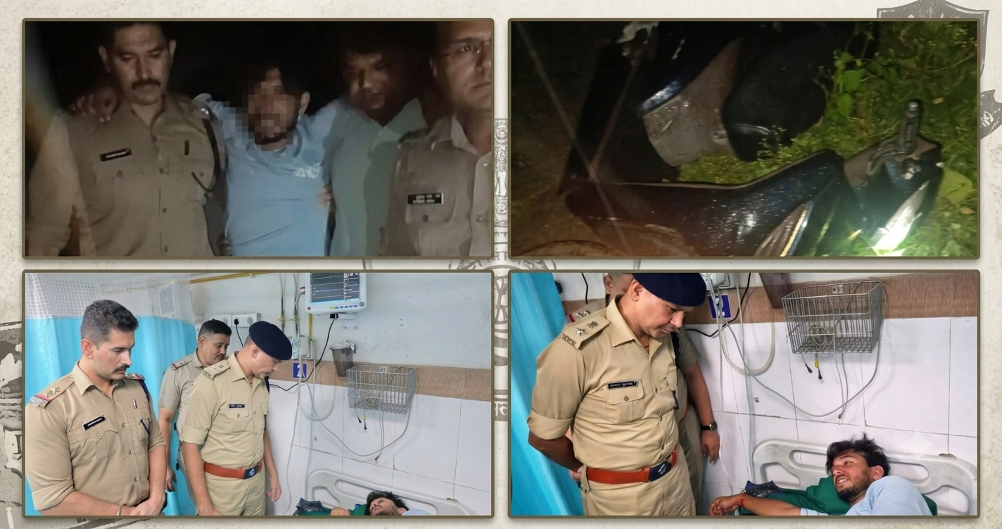 देहरादून में देर रात पुलिस मुठभेड़: चेन स्नैचर ‘आकाश उर्फ तमंचा’ के पैर में लगी गोली, चोरी की स्कूटी और लूटी चेन बरामद