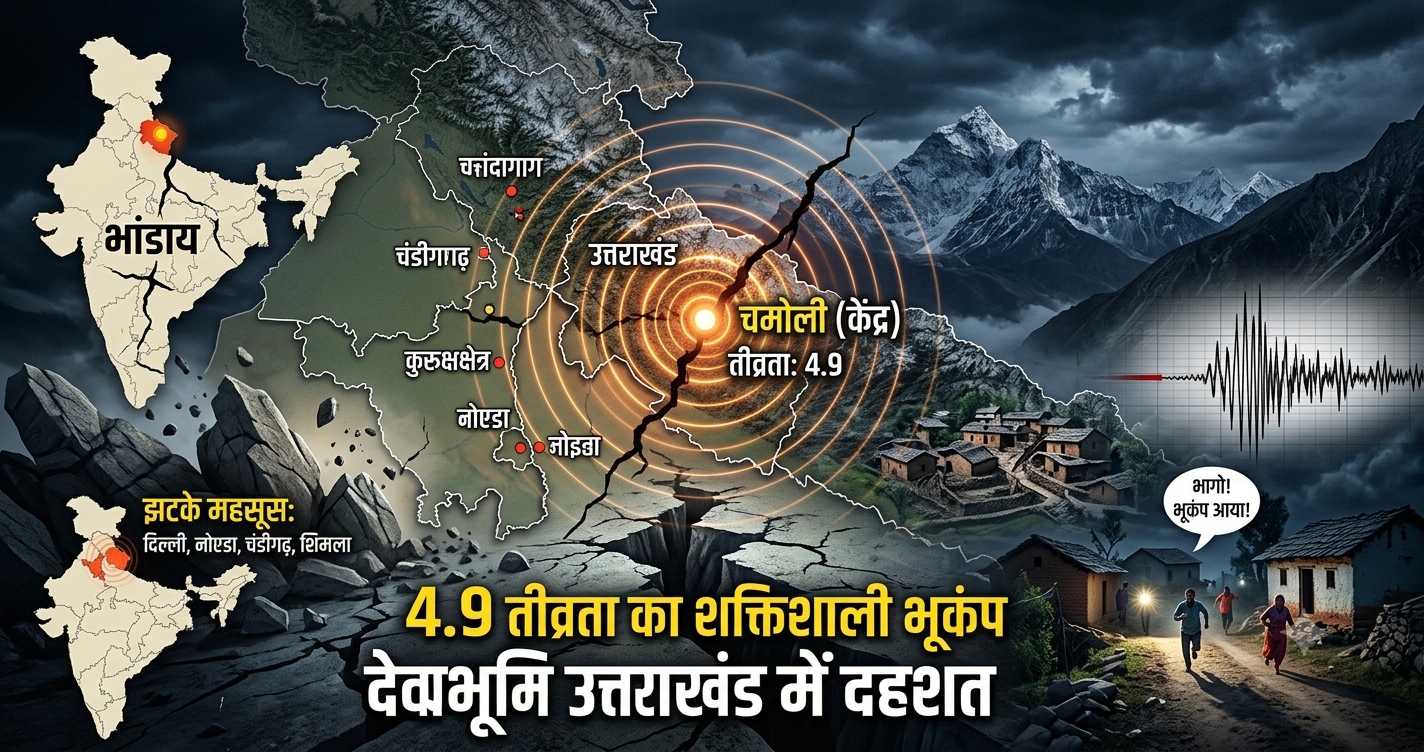 उत्तराखंड में देर रात 4.9 तीव्रता का शक्तिशाली भूकंप, चमोली बना केंद्र; दिल्ली-एनसीआर तक डोली धरती